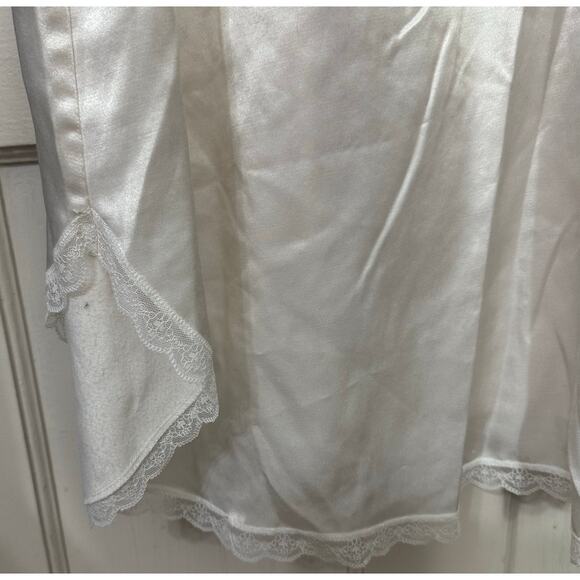 Vintage Christian Dior Nightgown Maxi Length Lace Trim Button Front Floral Cream - Picture 7 of 8